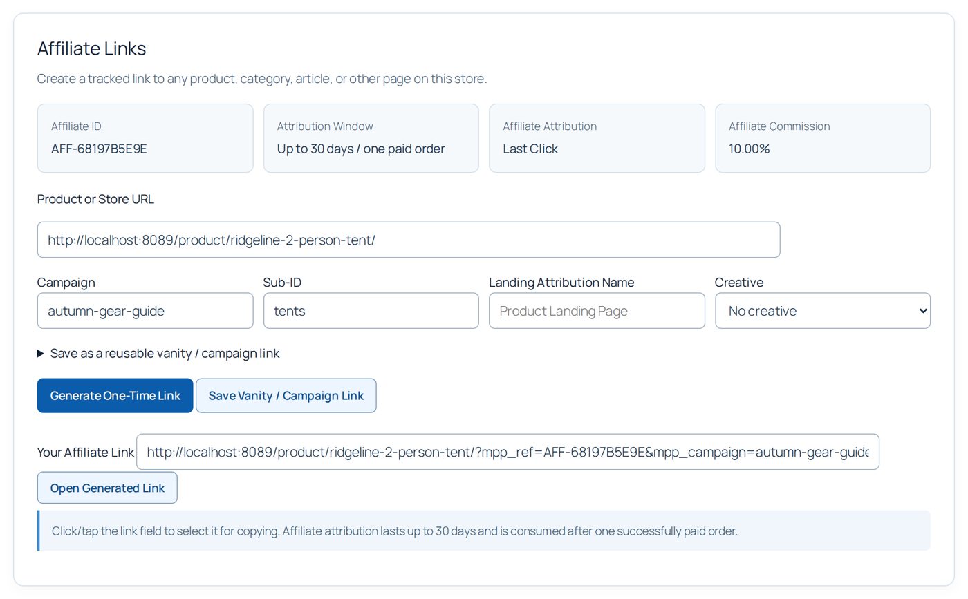 Generate One-Time Link: the link to share