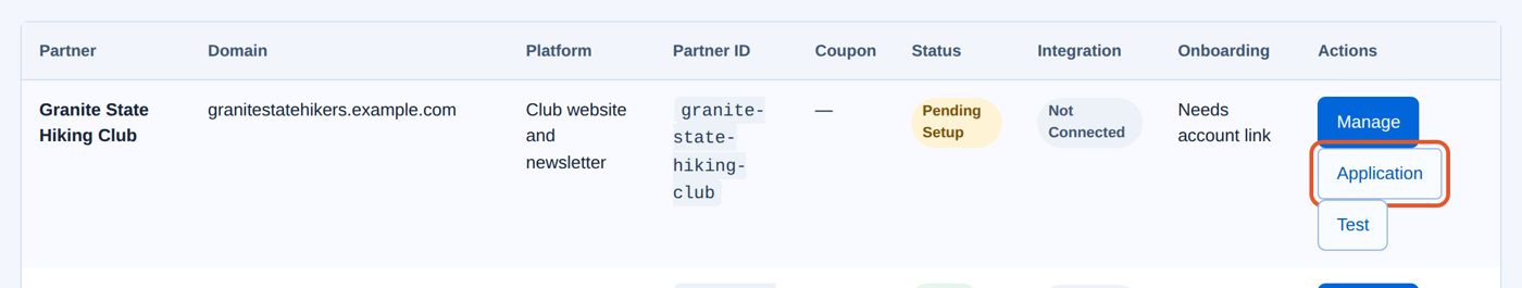 Active Partners: the Application button