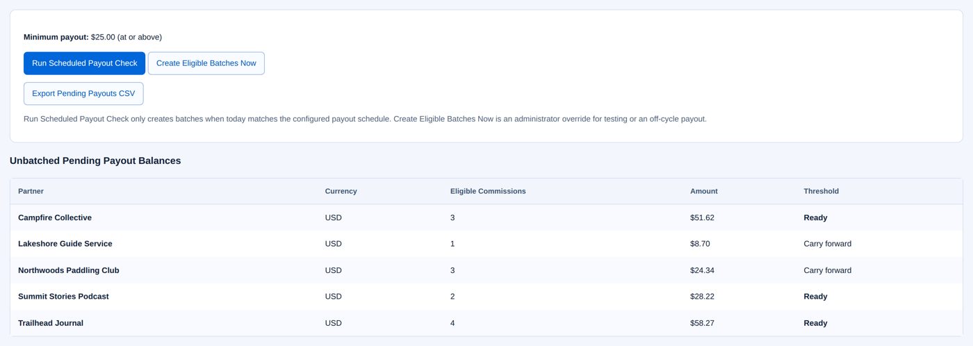 Unbatched Pending Payout Balances: ready and carried forward