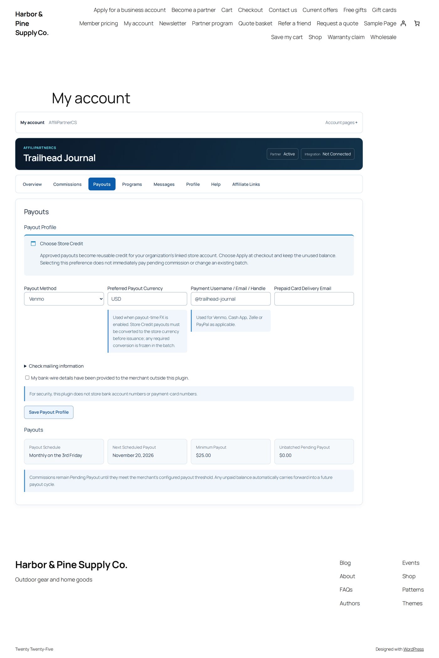 Payouts: payout profile and schedule