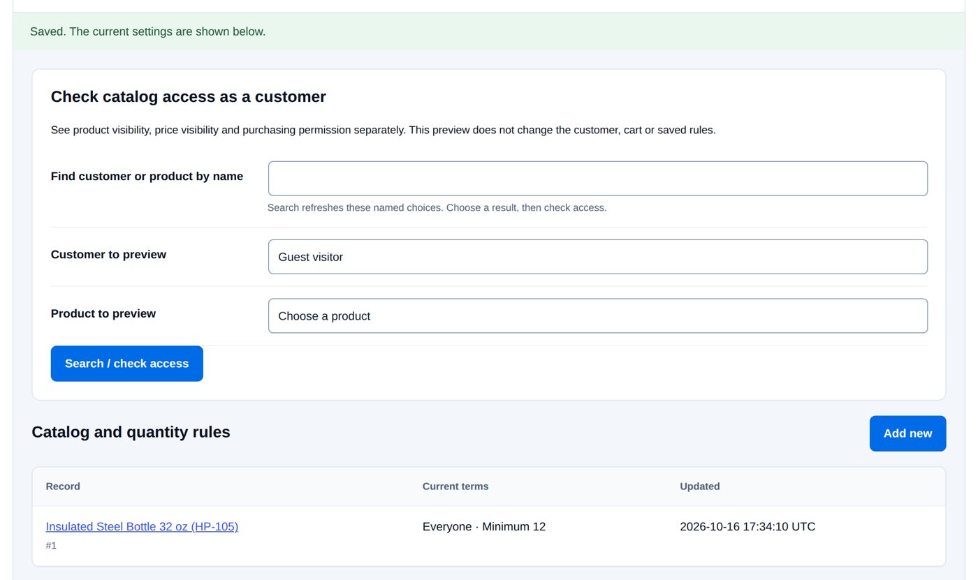 Published: Catalog and quantity rules