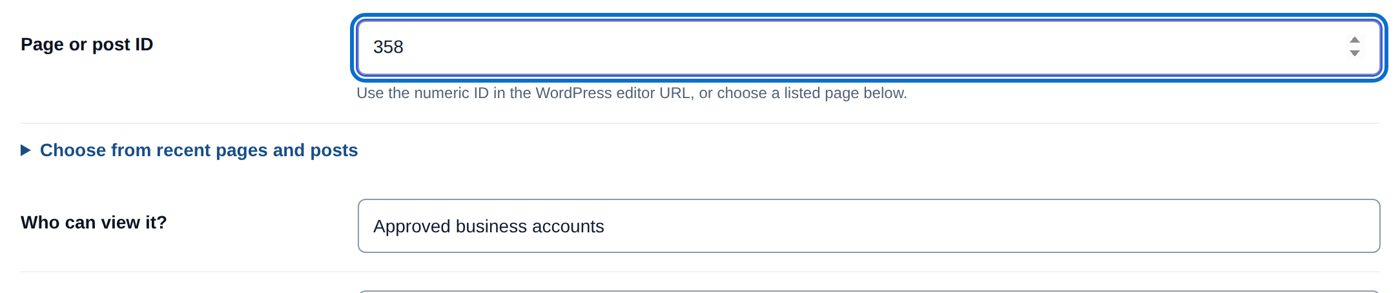 Page access: the page's ID and Who can view it?