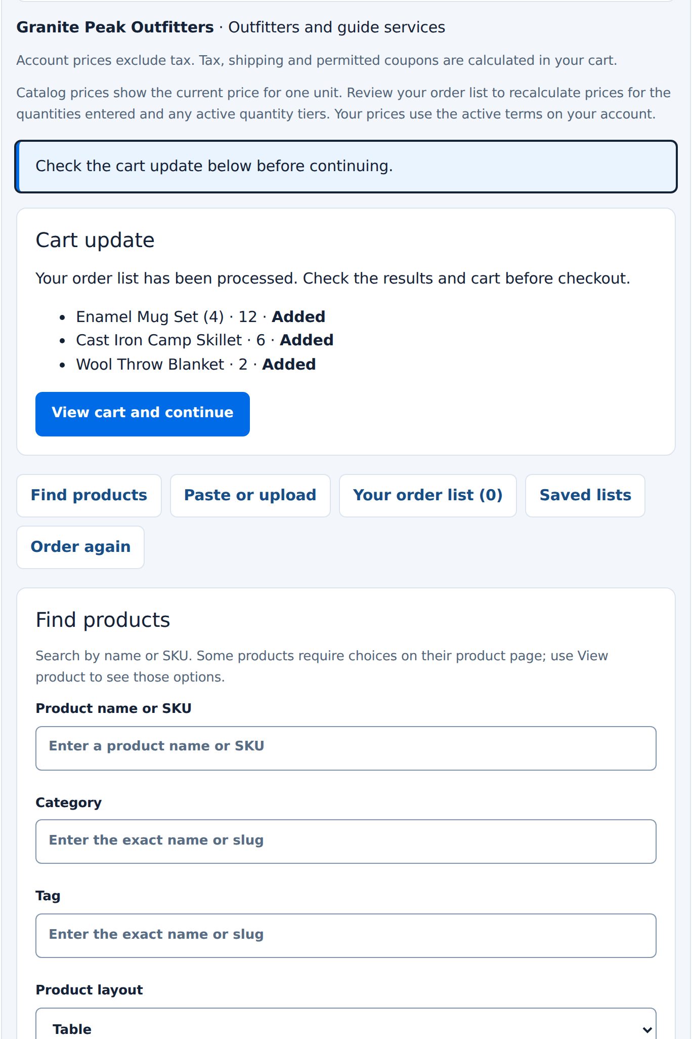 Add reviewed items to cart
