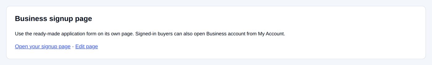 Create business signup page: the page and its links