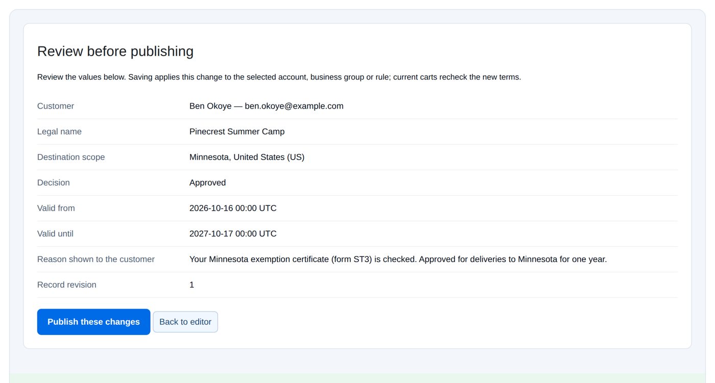 Published: the exemption is approved