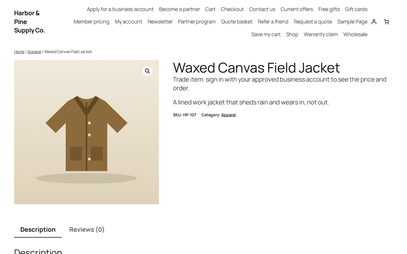 The jacket for a visitor