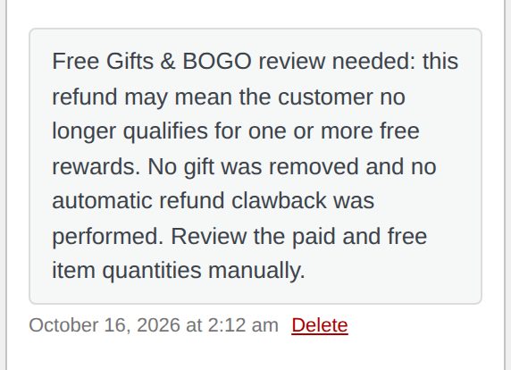 The private note under Order notes