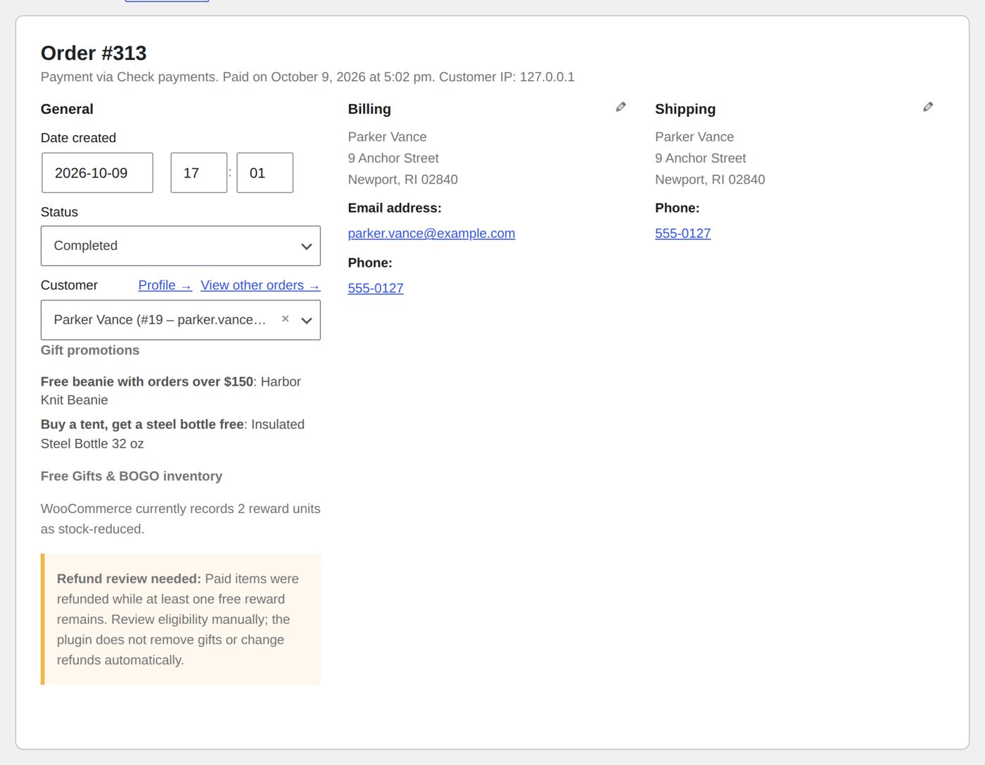 The order after the tent's refund: Refund review needed