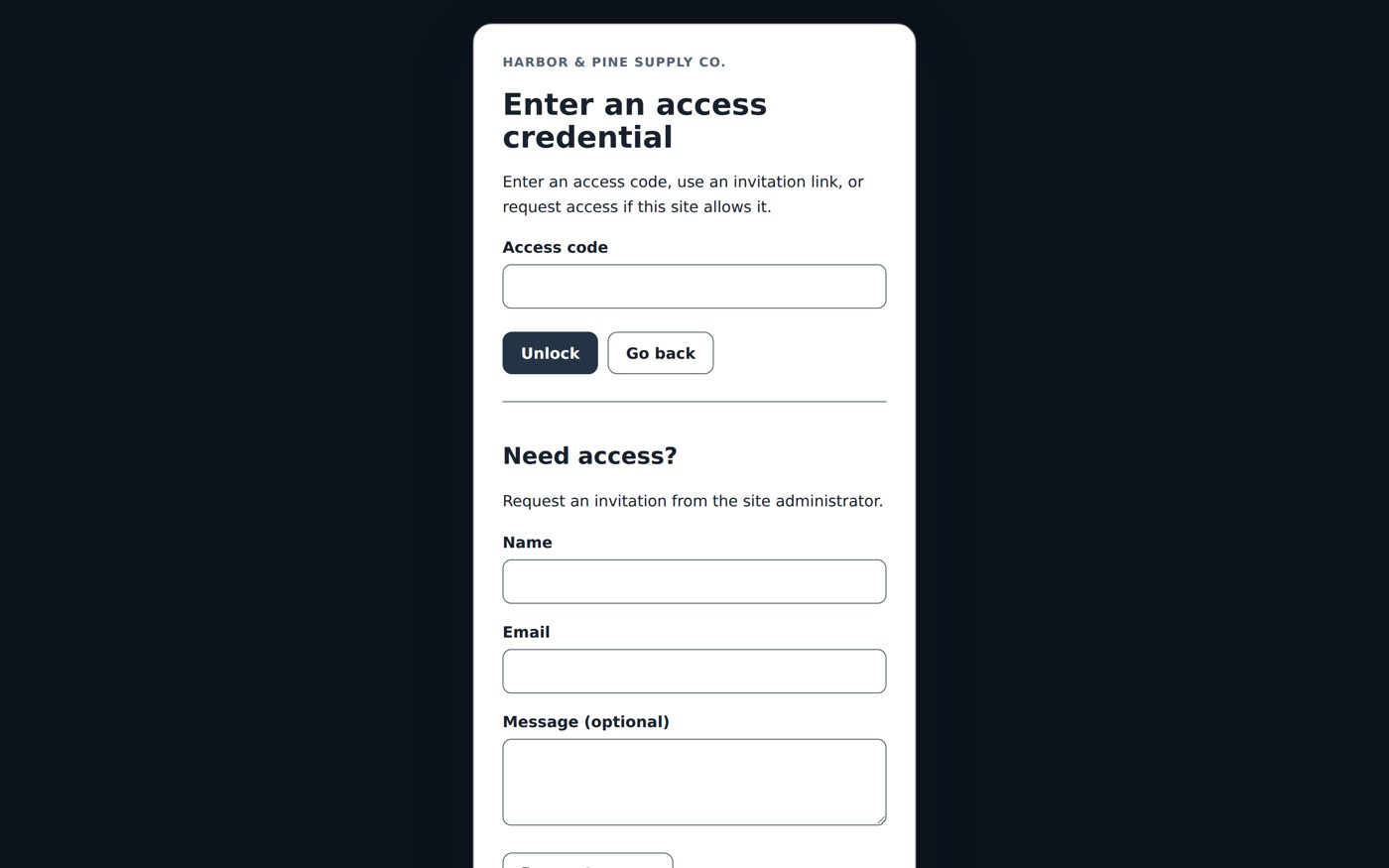 The client preview screen at /preview/