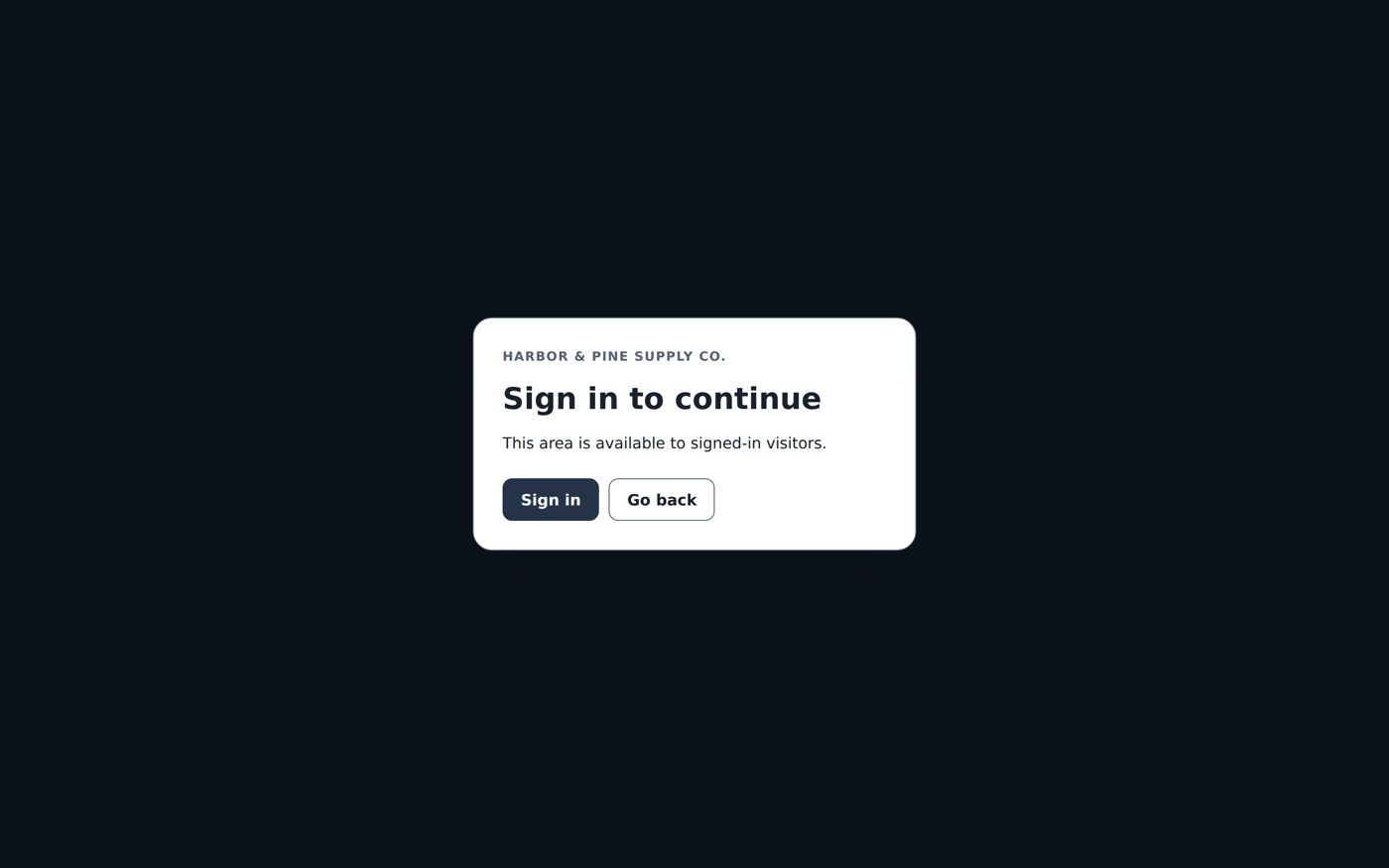 The access screen at /wholesale/ for a visitor who is not signed in