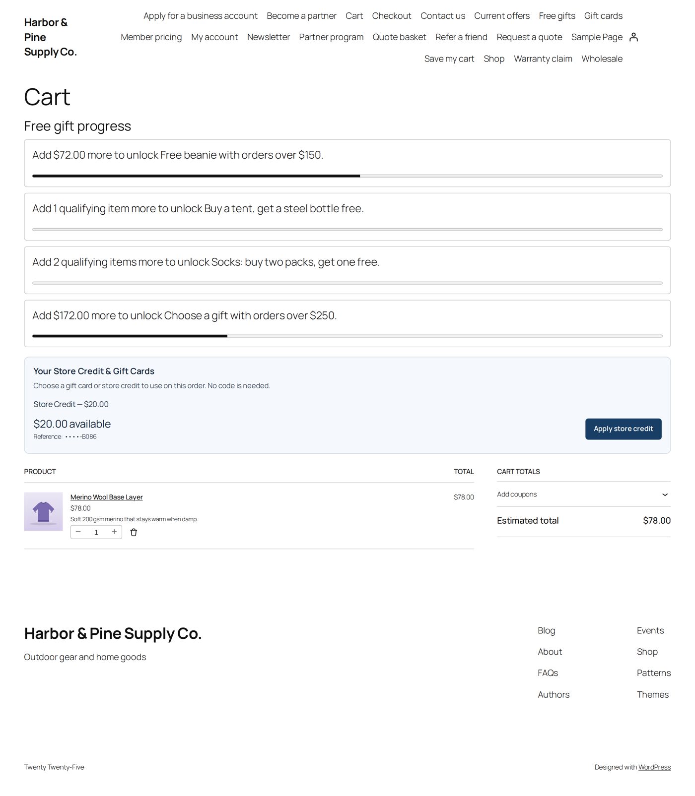 The cart of a customer with store credit: Apply store credit