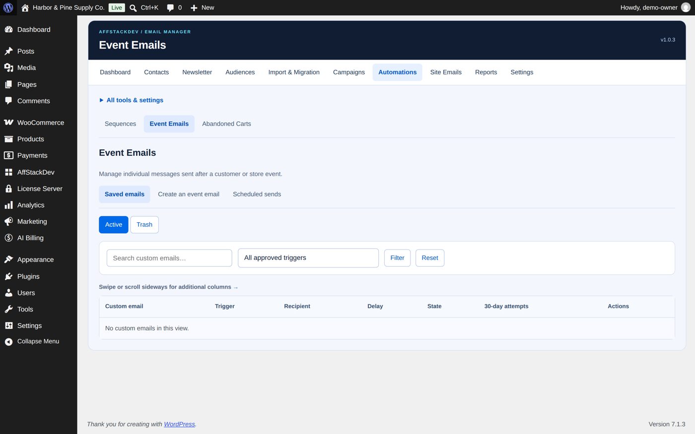 Automations → Event Emails